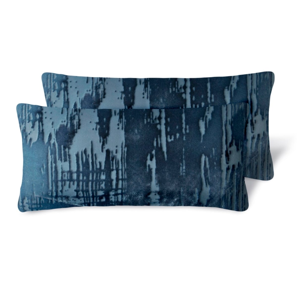 Brushstroke Velvet Burnout Pillow Denim Kevin O'Brien 7x15 Mini Boudoirs - Set of 2 Denim at FIG LINENS AND HOME 5
