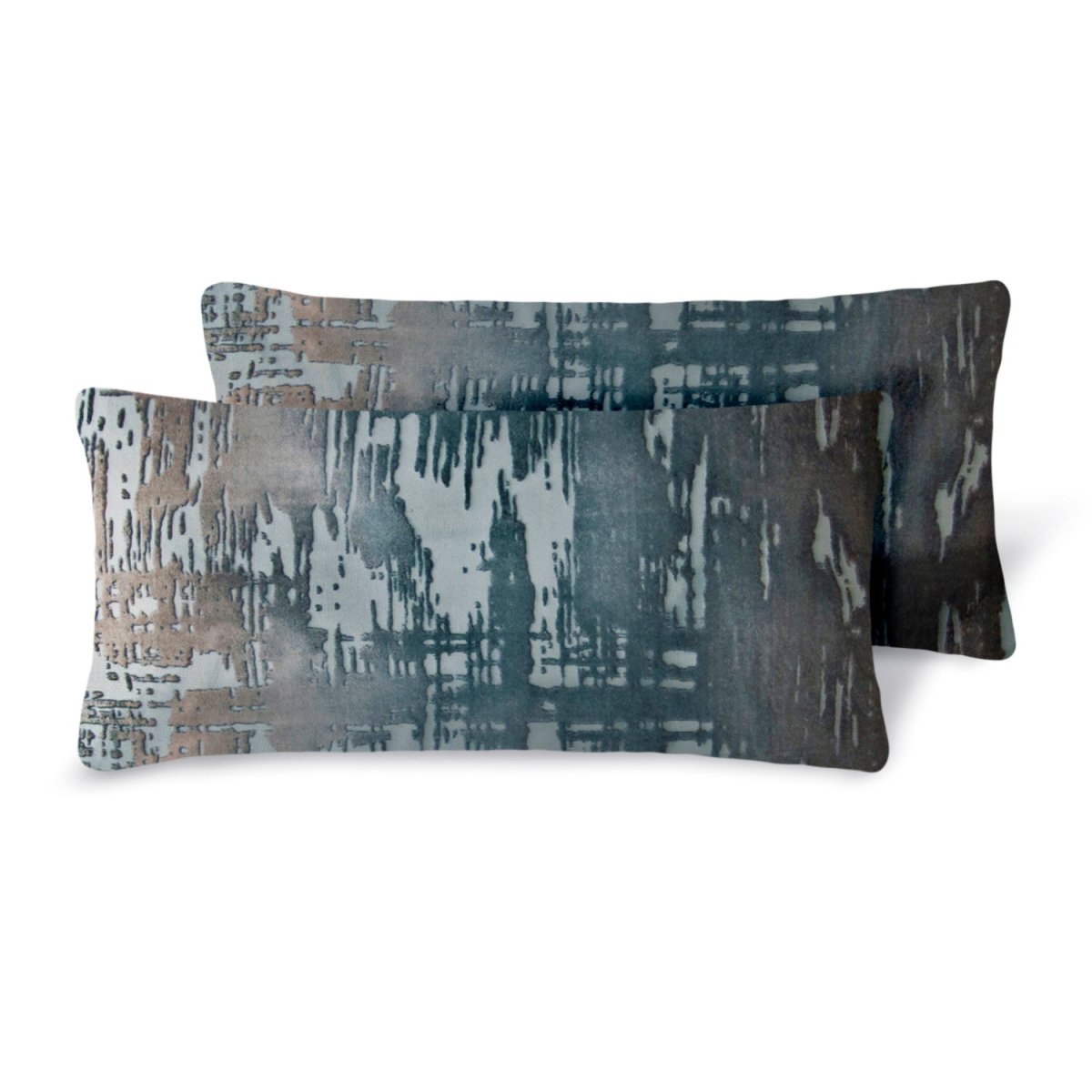 Brushstroke Velvet Burnout Pillow Gunmetal Kevin O'Brien 7x15 Mini Boudoirs - Set of 2 Gunmetal at FIG LINENS AND HOME 5