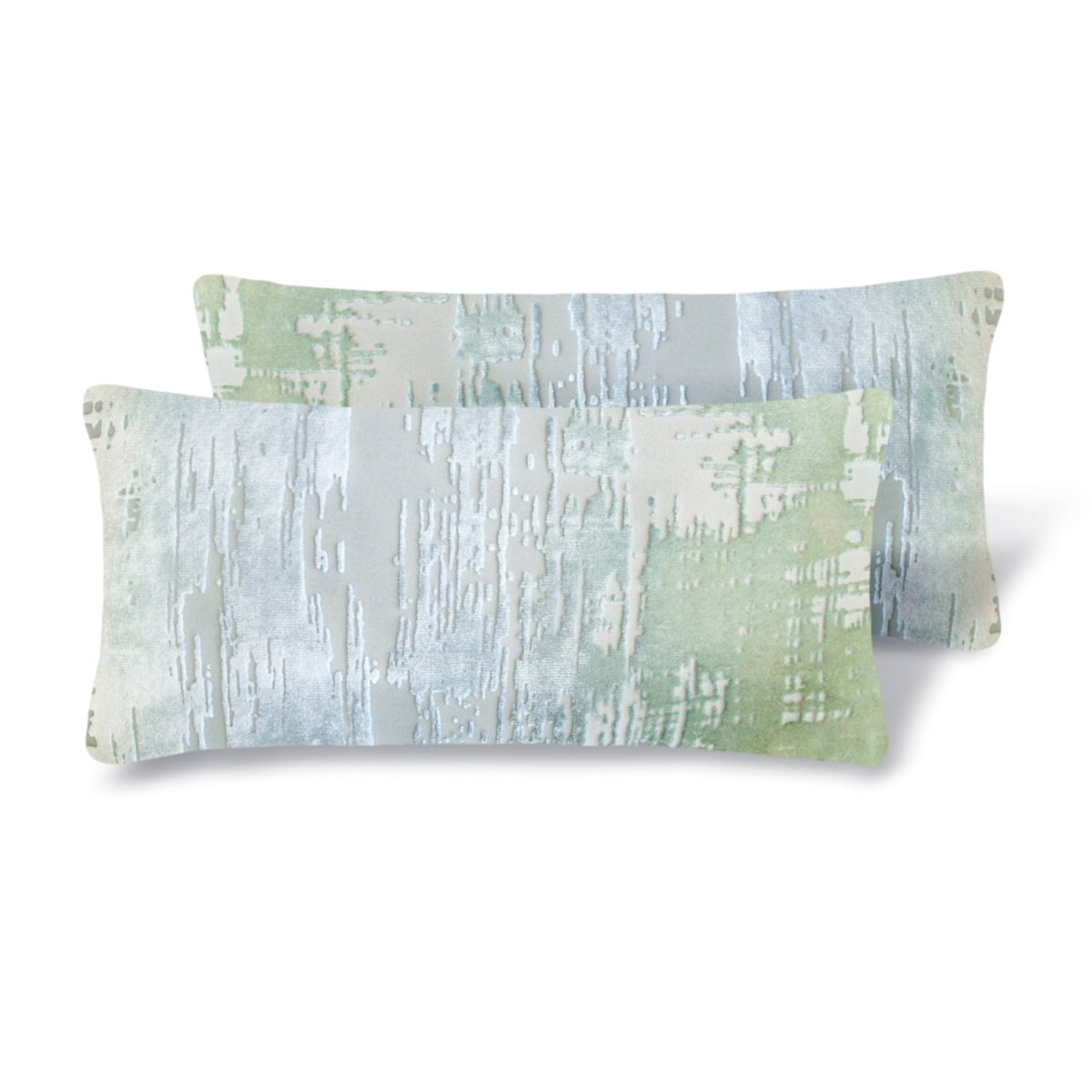 Brushstroke Velvet Burnout Pillow Ice Kevin O'Brien 7x15 Mini Boudoirs - Set of 2 Ice at FIG LINENS AND HOME 3