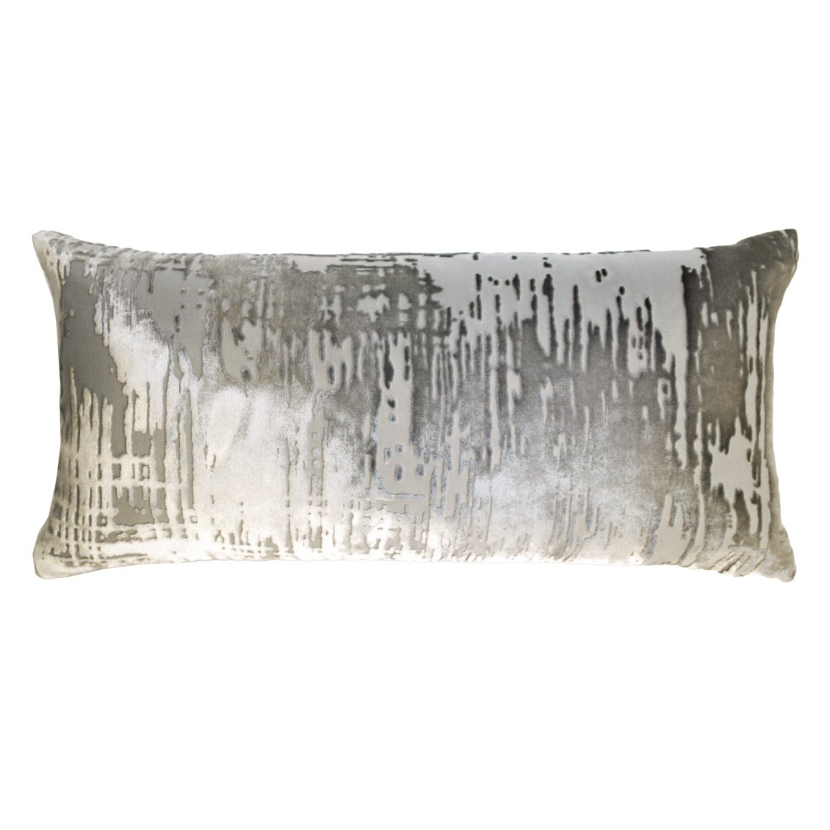 Brushstroke Velvet Burnout Pillow Nickel Kevin O'Brien 12x24 Nickel at FIG LINENS AND HOME 4