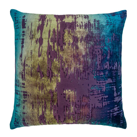 Brushstroke Velvet Burnout Pillow Peacock Kevin O'Brien 22x22 Peacock at FIG LINENS AND HOME 5