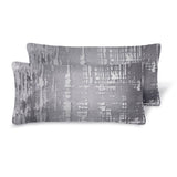 Brushstroke Velvet Burnout Pillow Silver Kevin O'Brien 7x15 Mini Boudoirs - Set of 2 Silver Grey at FIG LINENS AND HOME 4