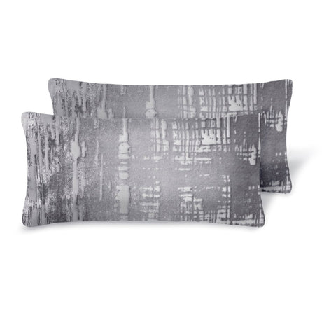 Brushstroke Velvet Burnout Pillow Silver Kevin O'Brien 7x15 Mini Boudoirs - Set of 2 Silver Grey at FIG LINENS AND HOME 4