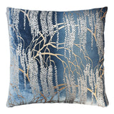 Denim Willow Metallic Velvet Pillow by Kevin O'Brien Studio at Fig Linens and Home - Square