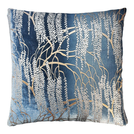 Denim Willow Metallic Velvet Pillow by Kevin O'Brien Studio at Fig Linens and Home - Square