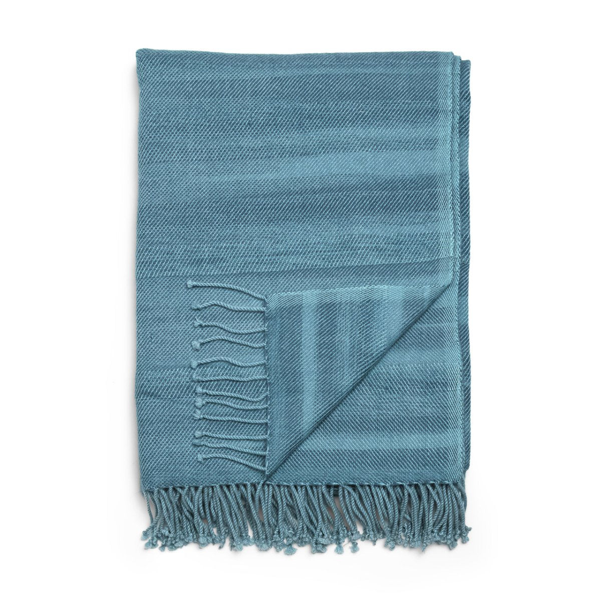 Cashmere Throw Blanket | Blue Stripe Cashmere Throw by Kevin O'Brien