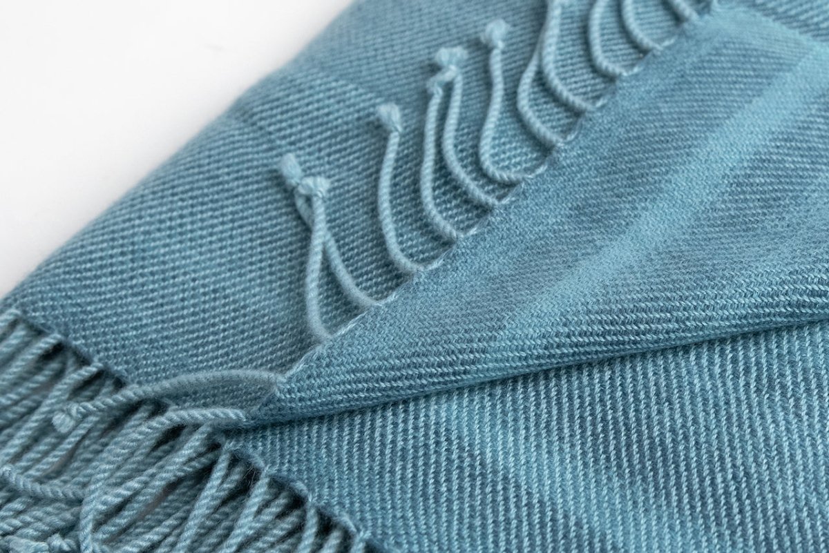 Detail View Cashmere Throw Blanket | Blue Stripe Cashmere Throw by Kevin O'Brien