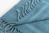 Detail View Cashmere Throw Blanket | Blue Stripe Cashmere Throw by Kevin O'Brien