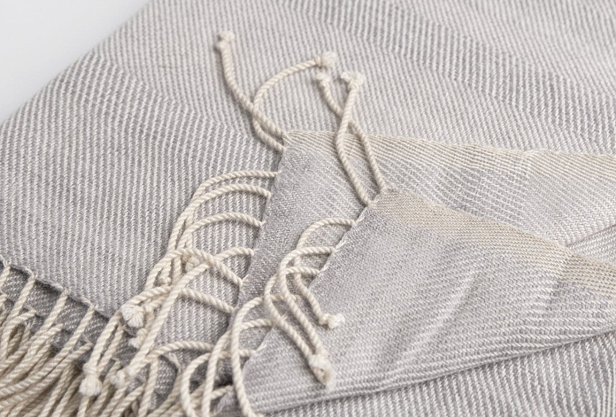 Detail View Cashmere Throw Blanket | Grey Stripe Cashmere Throw by Kevin O'Brien