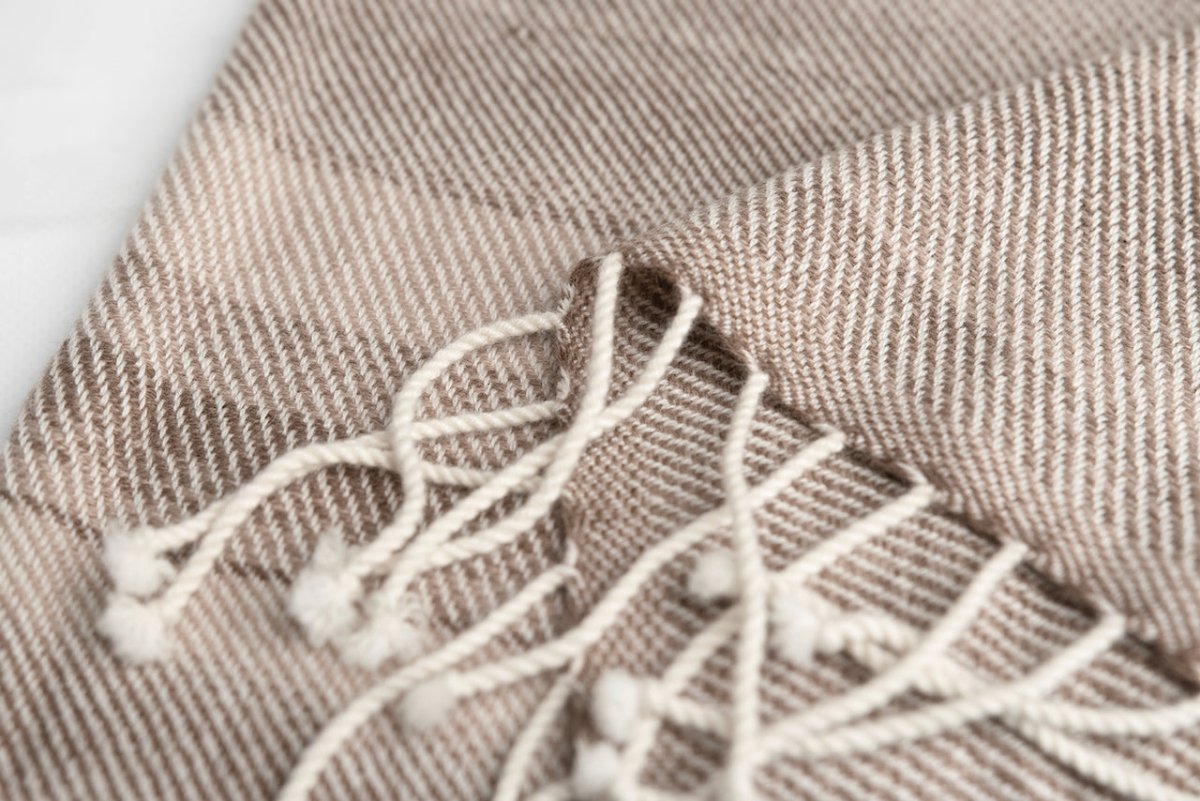 Detail View Cashmere Throw Blanket | Mocha Stripe Cashmere Throw by Kevin O'Brien