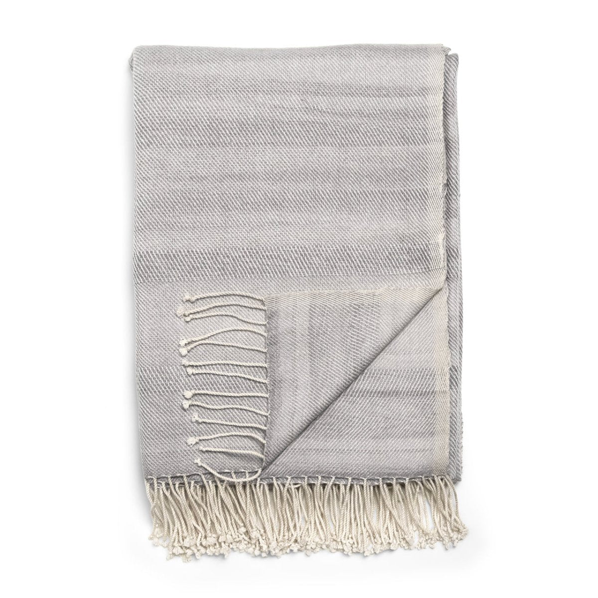 Cashmere Throw Blanket | Grey Stripe Cashmere Throw by Kevin O'Brien