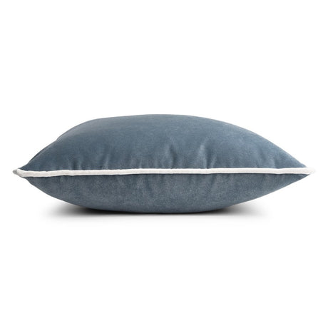 Tranquility Velvet Performance Pillows Sky Kevin O'Brien 20x20 Piping Detail
