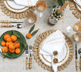 Lifestyle Photo - Alfresco Tablecloth in Natural & Gray by Kim Seybert at Fig Linens and Home