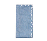 Arches Napkin in Blue & White by Kim Seybert at Fig Linens and Home - Folded