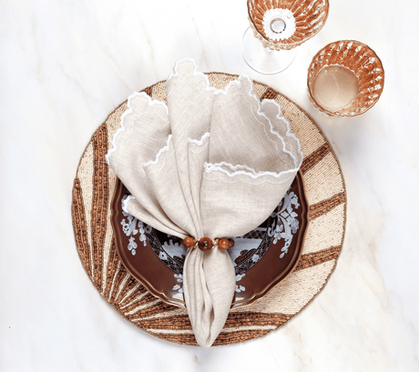 Arches Napkin in Natural & White by Kim Seybert at Fig Linens and Home - Lifestyle 3