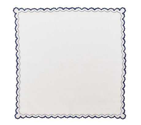 Arches Napkin in White & Blue Set of 4 by Kim Seybert at Fig Linens and Home - Lifestyle 7