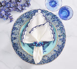 Arches Napkin in White & Blue Set of 4 by Kim Seybert at Fig Linens and Home - Lifestyle 1