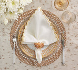 Arches Napkin in White & Gold Set of 4 by Kim Seybert at Fig Linens and Home - Lifestyle 1