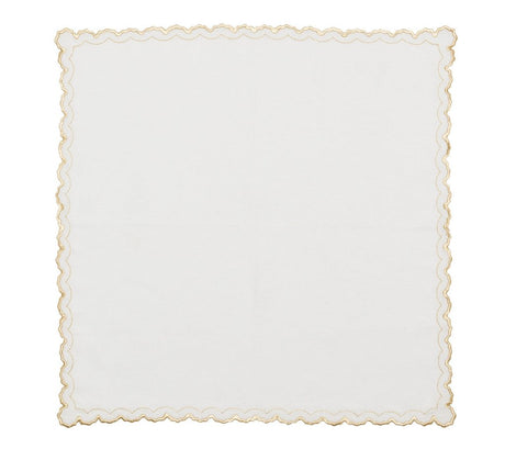 Arches Napkin in White & Gold Set of 4 by Kim Seybert at Fig Linens and Home - Flat Open