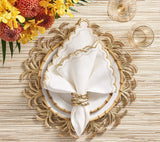 Arches Napkin in White & Gold Set of 4 by Kim Seybert at Fig Linens and Home - Lifestyle 2