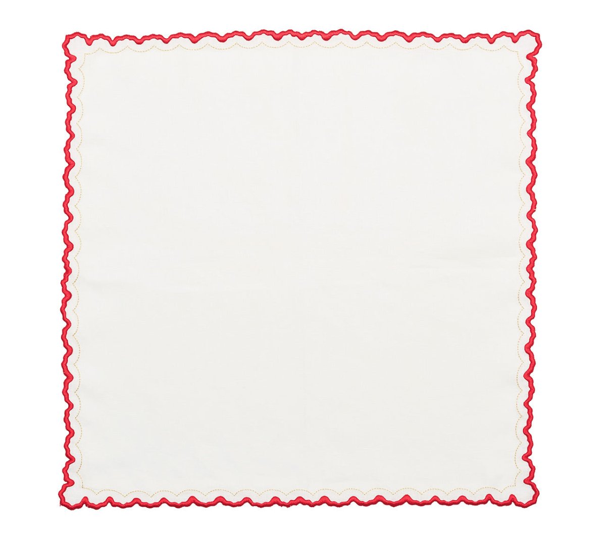 Arches Napkin in White, Red & Gold, Set of 4 Kim Seybert at Fig Linens and Home - Flat Open
