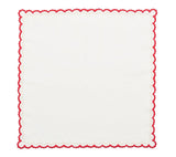Arches Napkin in White, Red & Gold, Set of 4 Kim Seybert at Fig Linens and Home - Flat Open