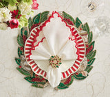 Arches Napkin in White, Red & Gold, Set of 4 Kim Seybert at Fig Linens and Home - LIfestyle 4