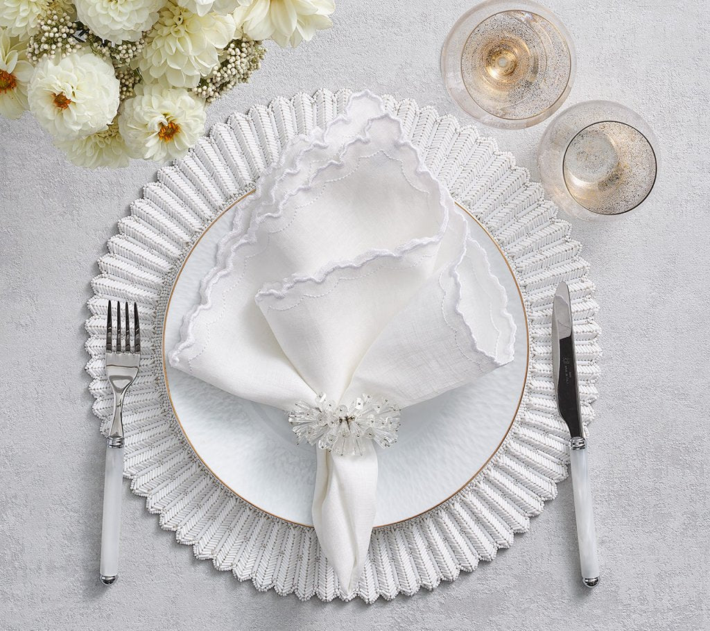 Arches Napkin in White by Kim Seybert at Fig Linens and Home - Lifestyle 2