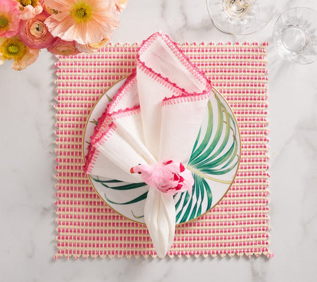 Flamingo Aruba Napkin Ring in Blush Set of 4 | Kim Seybert at Fig Linens and Home