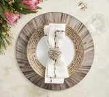 Aura Placemat in Gray, Set of 4 Kim Seybert at Fig Linens and Home - Round Placemats 4