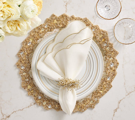 Aurelia Placemat in Champagne & Crystal, Set of 2 Kim Seybert at Fig Linens and Home 4