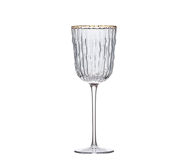 Bamboo Wine Glasses in Clear & Gold Set of 4 by Kim Seybert at Fig Linens and Home - View 1