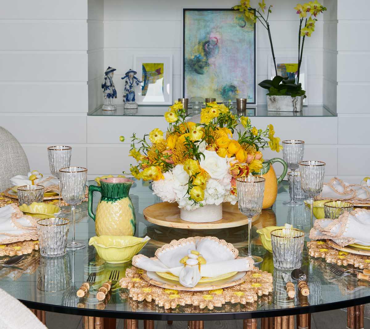 Bamboo Wine Glasses in Clear & Gold Set of 4 by Kim Seybert at Fig Linens and Home - View 5