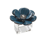 Begonia Napkin Ring in Teal & Silver, Set of 4 Kim Seybert