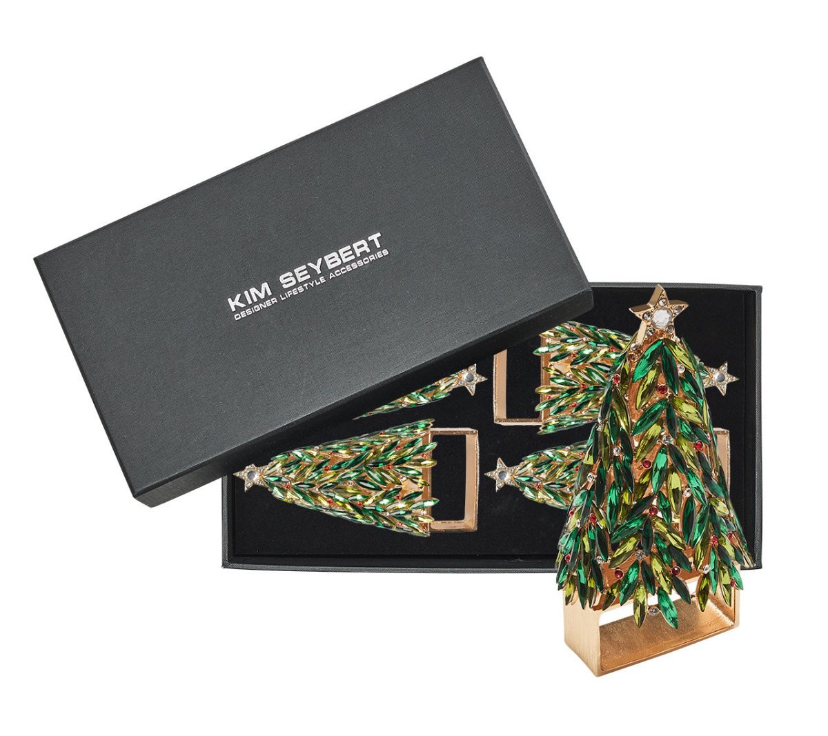 Bejeweled Xmas Napkin Ring Set of 4 in a Gift Box | Kim Seybert at Fig Linens and Home