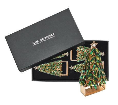 Bejeweled Xmas Napkin Ring Set of 4 in a Gift Box | Kim Seybert at Fig Linens and Home
