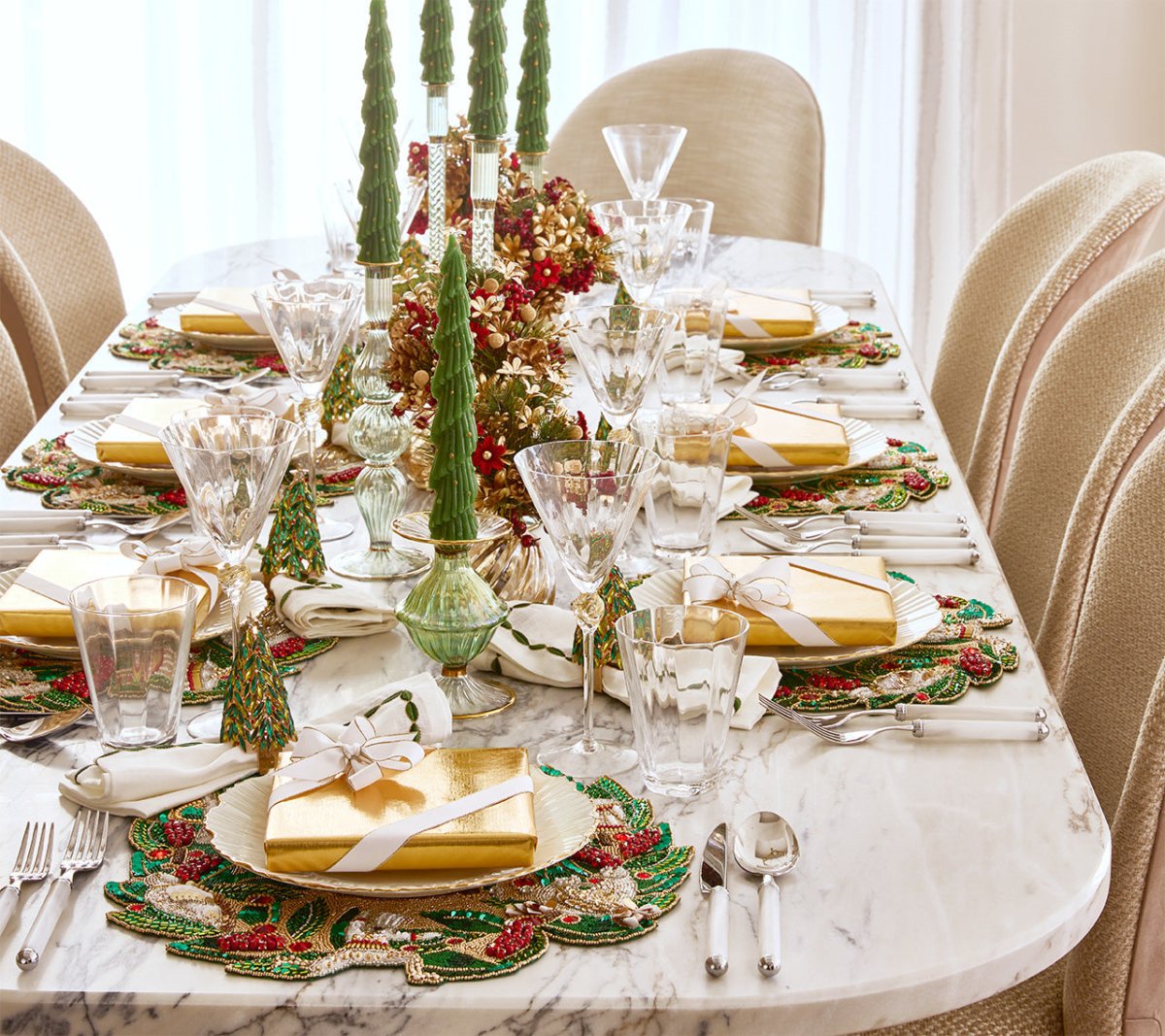 Bejeweled Xmas Napkin Ring Set of 4 in a Gift Box | Kim Seybert at Fig Linens and Home - Lifestyle 3