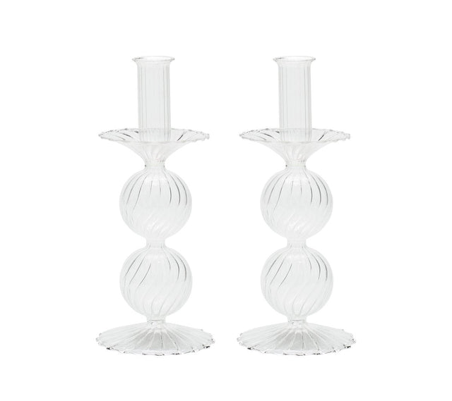 Bella Candlestick in Clear, Set of 2 by Kim Seybert at Fig Linens and Home