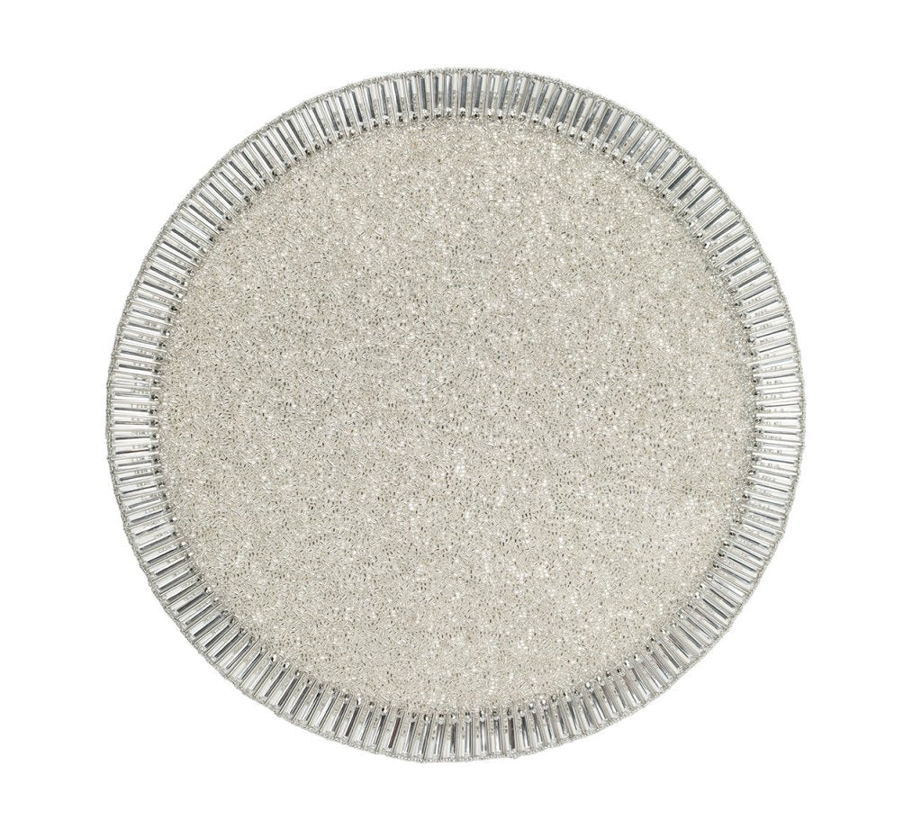 Bevel Placemat in Silver & Crystal Set of 4 by Kim Seybert at Fig Linens and Home 1