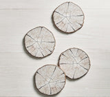 Kim Seybert Birch Coasters Ivory & Natural Set of 4 in a Gift Box Lifestyle at Fig Linens and Home