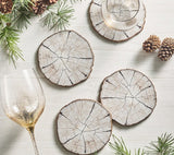 Birch Coasters in Ivory & Natural Set of 4 in a Gift Box by Kim Seybert - Lifestyle Winter View