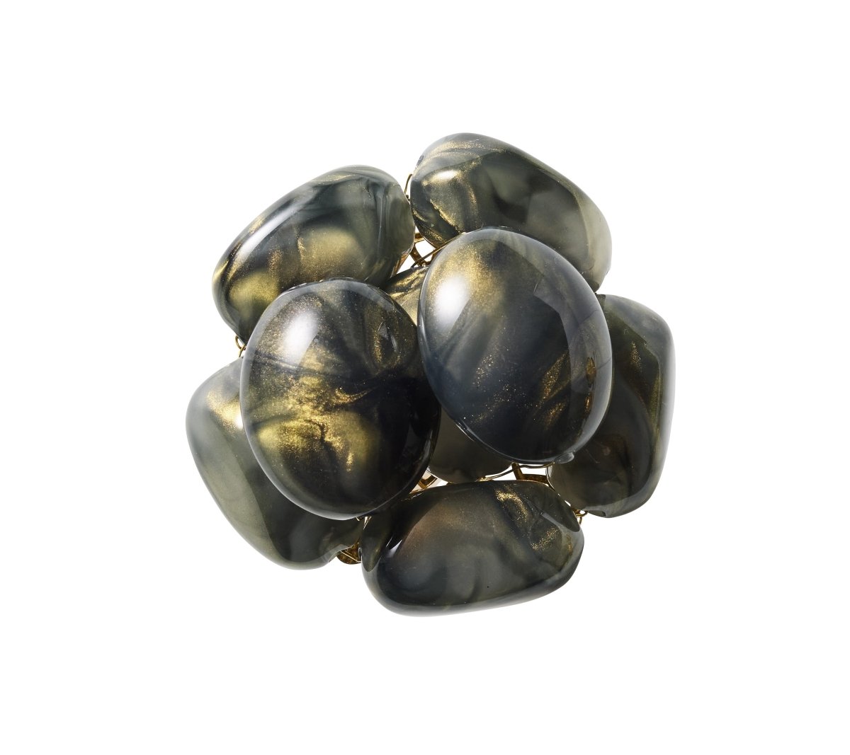 Bonton Napkin Ring in Gray & Gold, Set of 4 Kim Seybert at Fig Linens and Home - View 2