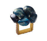 Bonton Napkin Ring in Navy & Gold, Set of 4 Kim Seybert at Fig Linens and Home - View 1