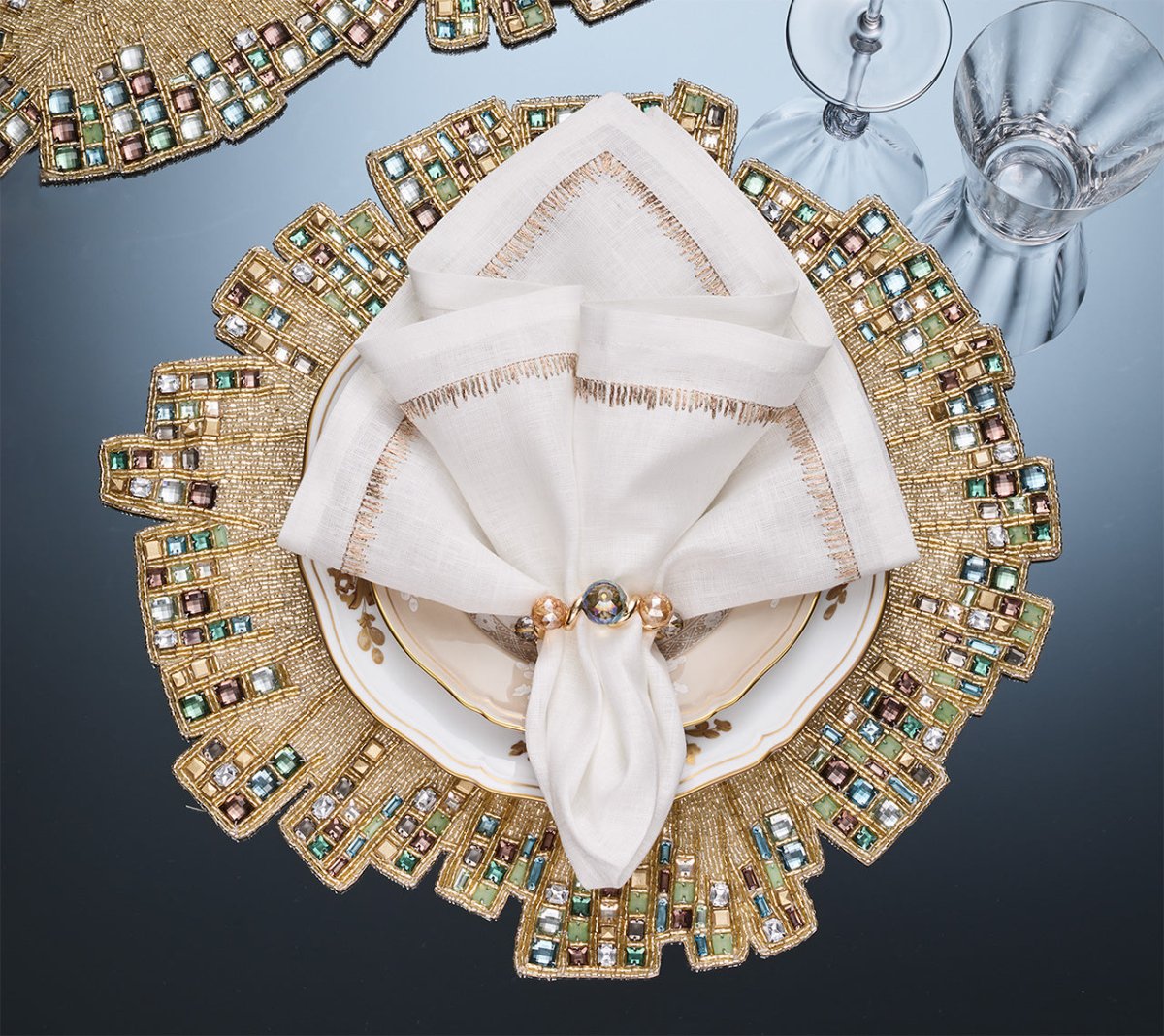 Borealis Placemat in Gold/Multi, Set of 2 Kim Seybert at Fig Linens and Home 10