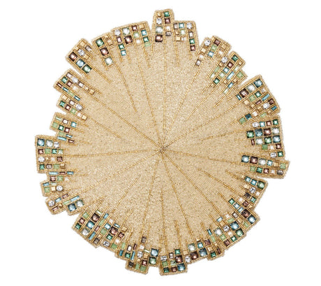 Borealis Placemat in Gold/Multi, Set of 2 Kim Seybert at Fig Linens and Home 1