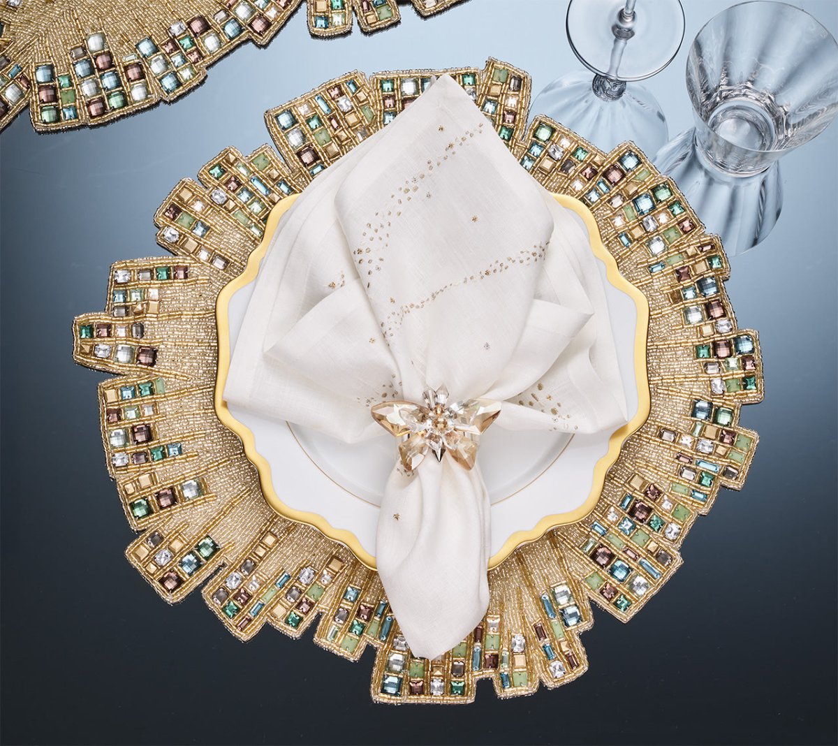 Borealis Placemat in Gold/Multi, Set of 2 Kim Seybert at Fig Linens and Home 8