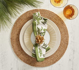 Botanica Napkin in Ivory & Green, Set of 4 by Kim Seybert Ivory/Green 21"L x 21"W x 0.1"H at FIG LINENS AND HOME 2