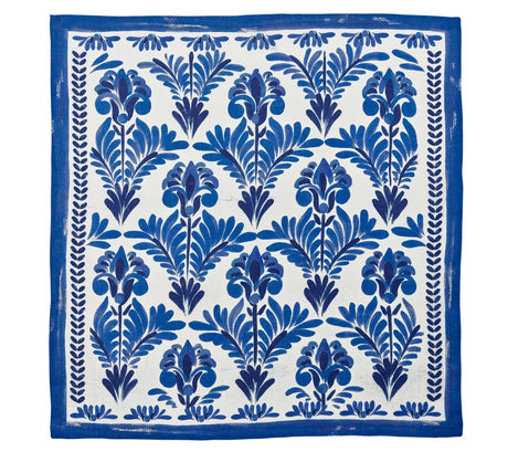 Botanica Napkin in Ivory & Navy, Set of 4 by Kim Seybert Ivory/Navy 21"L x 21"W x 0.1"H at FIG LINENS AND HOME 4