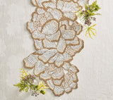 Botanica Table Runner in White Gold & Silver by Kim Seybert WHITE/GOLD/SILVER 37.25"L x 17.25"W x 0.2"H at FIG LINENS AND HOME 3