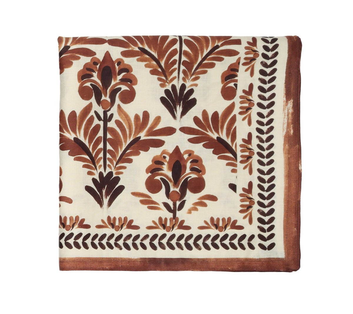 Botanica Tablecloth in Ivory & Brown by Kim Seybert Ivory/Brown 126"L x 54"W x 0.1"H at FIG LINENS AND HOME 2